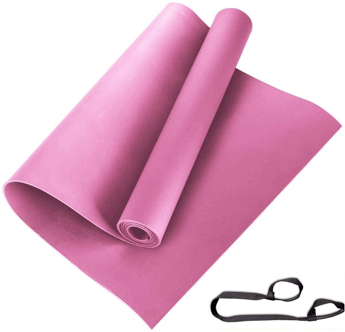 ARNV 8mm Yoga Mats With Carrying Strap, Made In India, Pink