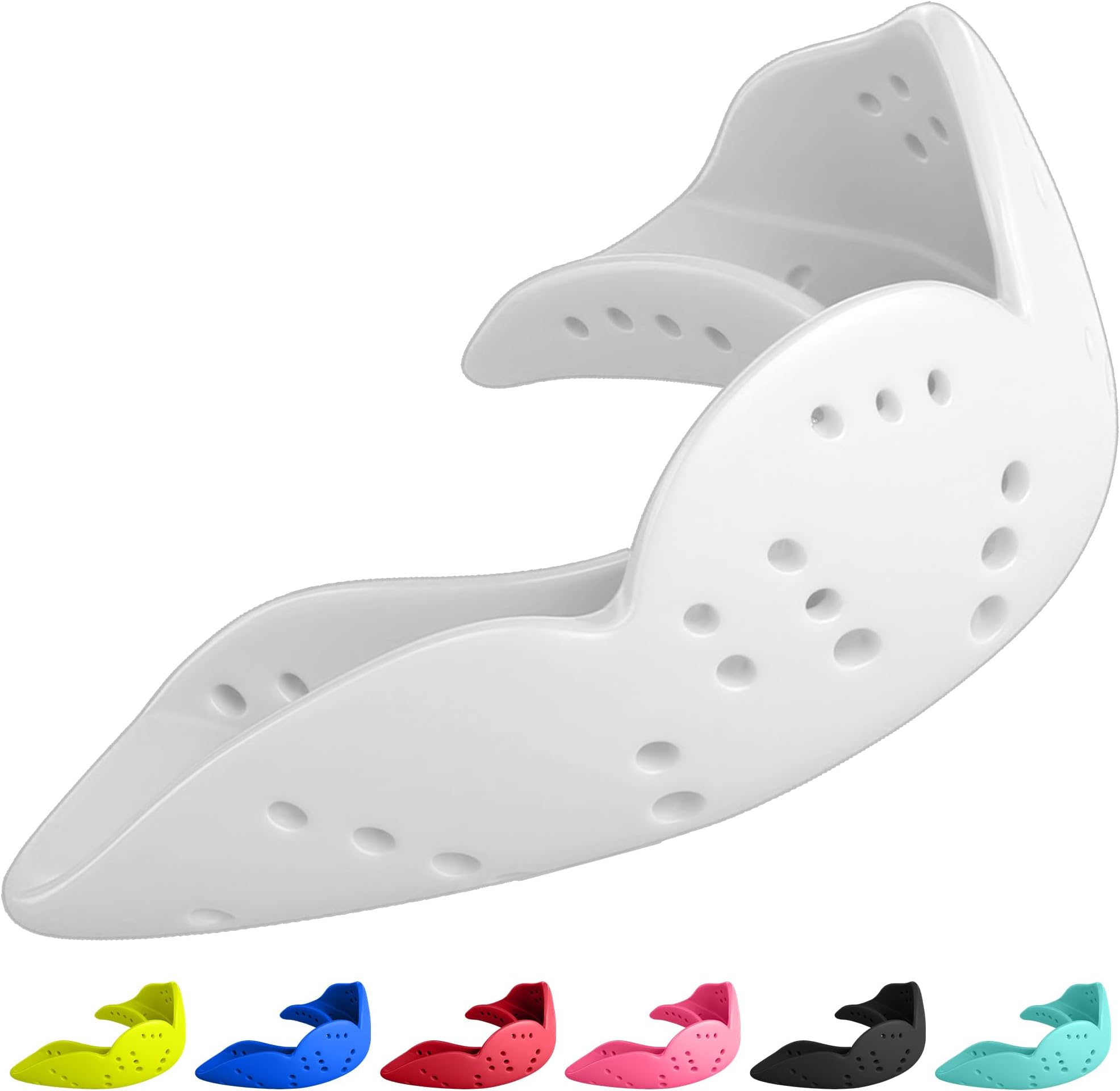 SISU Mouth Guard Aero - Snow White - Ultra Slim Gumshield for Adults & Kids - Custom Fit Rugby Gum Shield- A Remouldable Sports Mouthguard for Boxing, MMA, Hockey - (Medium 5' - 6' Tall)