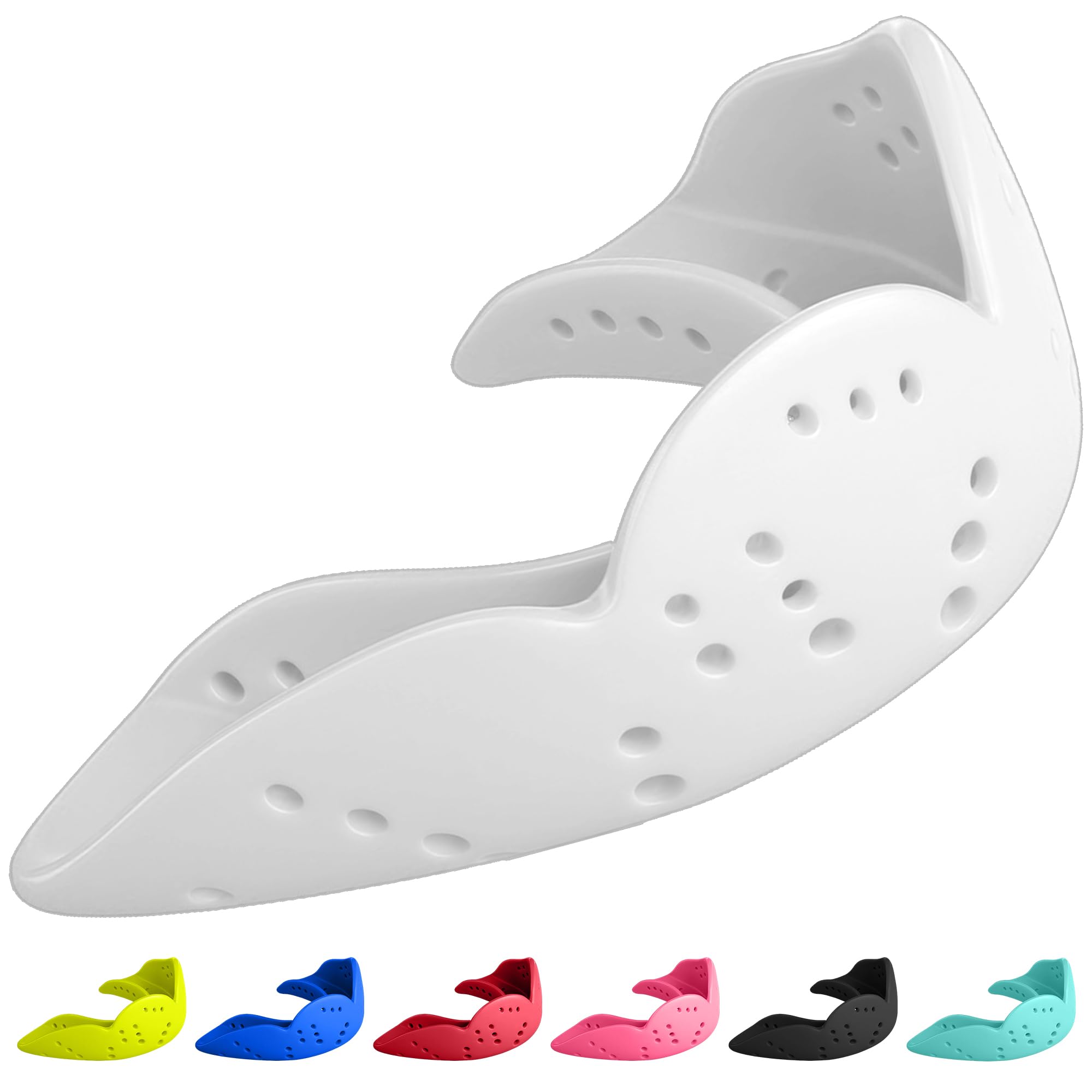 SISU Mouth Guard Aero - Snow White - Ultra Slim Gumshield for Adults & Kids - Custom Fit Rugby Gum Shield- A Remouldable Sports Mouthguard for Boxing, MMA, Hockey - (Medium 5' - 6' Tall)
