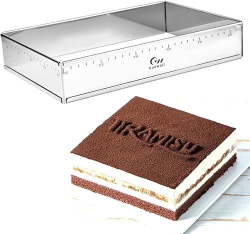 Guowall Molde cuadrado extensible de acero inoxidable para tartas, anillo de mousse ajustable resistente, cortador de pastel de mousse en forma