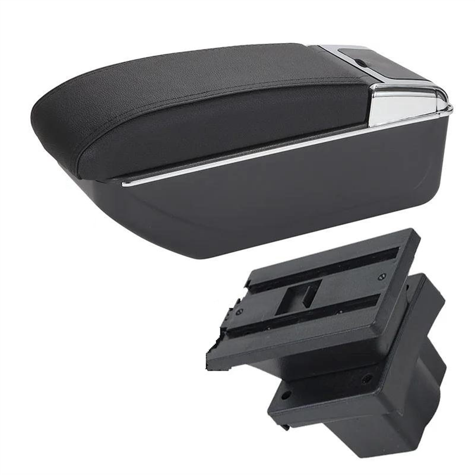 NOHEEU Armrest Box With Multifunctional Support PU Upholstered Car Interior Modification Accessory For Octavia For Yeti Mk2 A5(B2 Black line 7USB)