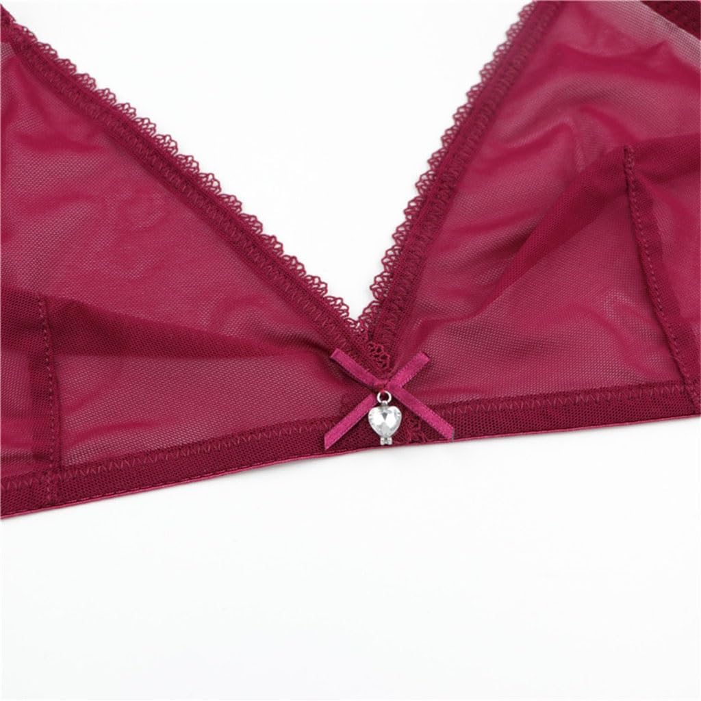 French Lingerie Sexy Thin Mesh Lace Bra Women Without Underwire Thin Triangle Cup