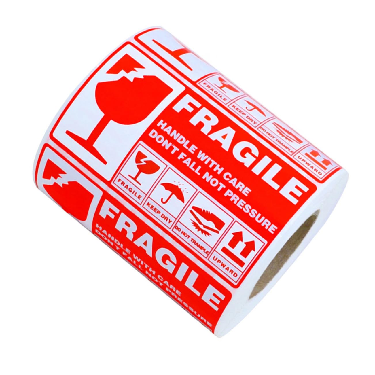 300 Etiquetas Adhesivas de Papel Rojo para Embalaje Frágil con Adhesivo Fuerte y Perforación para Envío Seguro y Cuidado