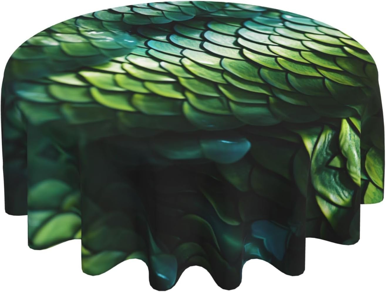 Green Fish Print Wrinkle Free Dining Table Cover for Birthday Party Farmhouse Tablecloths Up to 60 x 60 Inches