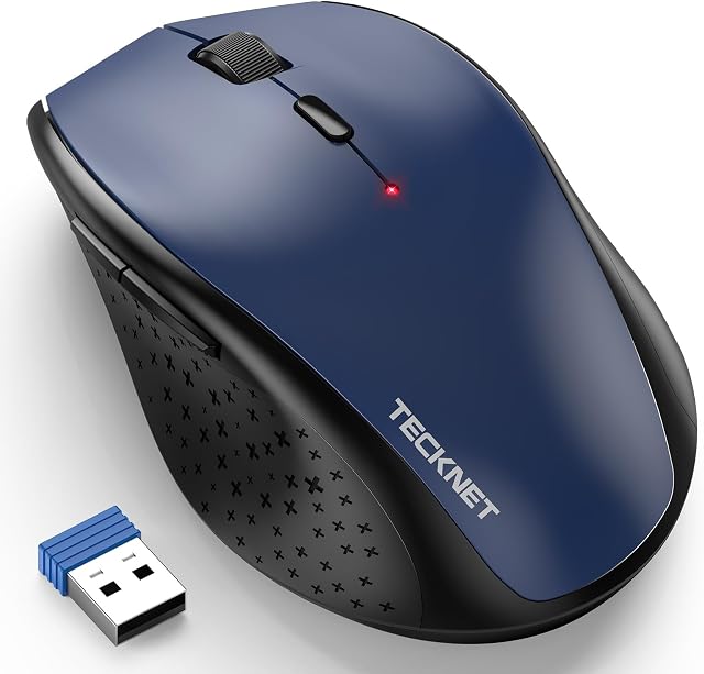 TECKNET Souris sans fil, 2.4G Souris d'ordinateur silencieux avec 3200 ajustable DPI, Souris ergonomique, 6 Boutons de souris sans fil, 30 Durée de vie de la batterie, optique portable USB Souris pour PC, Ordinateur portable, Mac