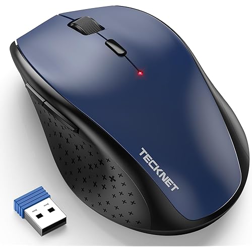 TECKNET Wireless Mouse, 2.4G USB Computer Mouse with 6-Level Adjustable 4800 DPI, 30 Months Battery, Ergonomic Grips, 6 Buttons Portable for PC, Chromebook, Mac - Blue