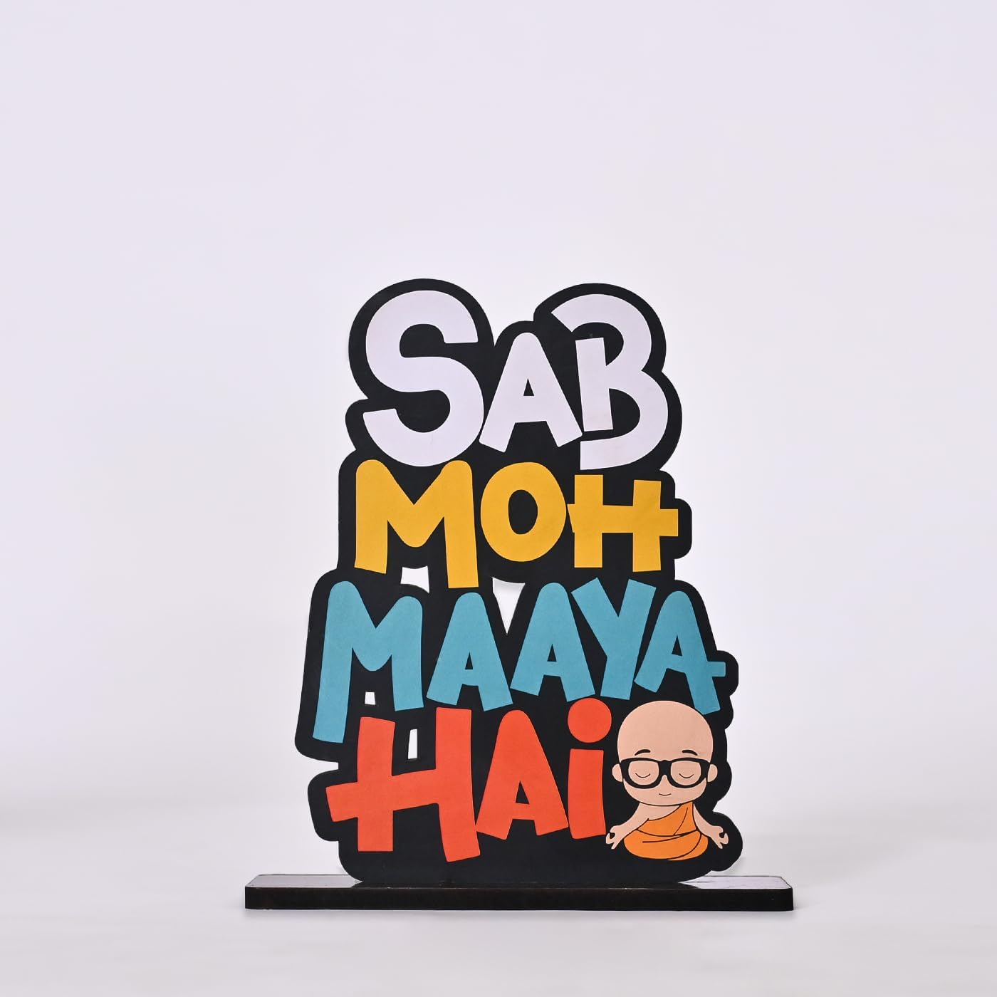 EXPLEASIA Sab MOH Maya Hai Wooden Inspirational Quote Table Decorative Home, Cafe, Kitchen Decorative Showpiece