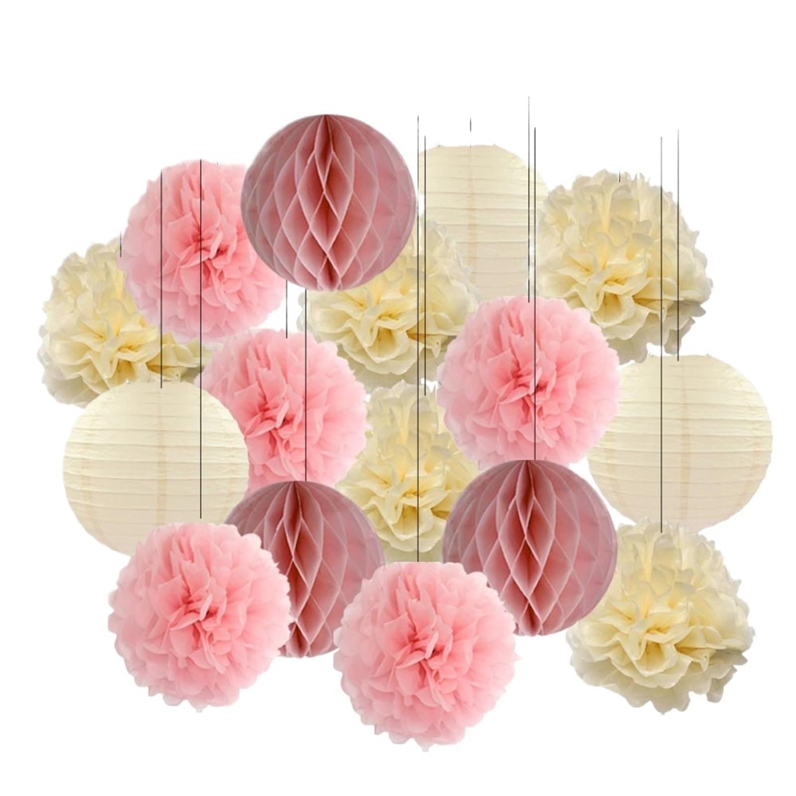 Papier Pompoms Deko Junge Mädchen Geburtstag Party Favor Gelb Set Falten Runde Papier Laterne Hochzeit Taufe Decor DIY Tissue Pompom(Pink Beige,12inch(30cm))