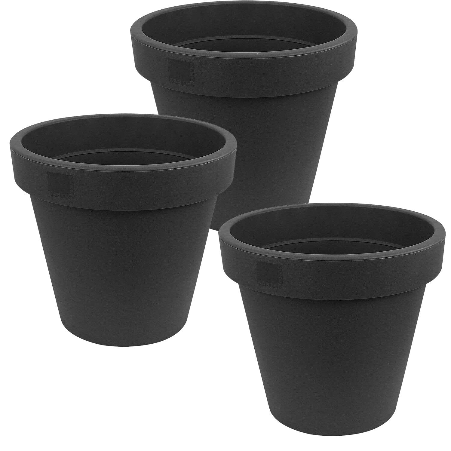AGP ADVANCED GLOBAL PRODUCTIONS 20cm Planters Herb Garden Flower Veg Pot Seed Plant Patio Outdoor Weather Indoor (3 x Dark Grey)