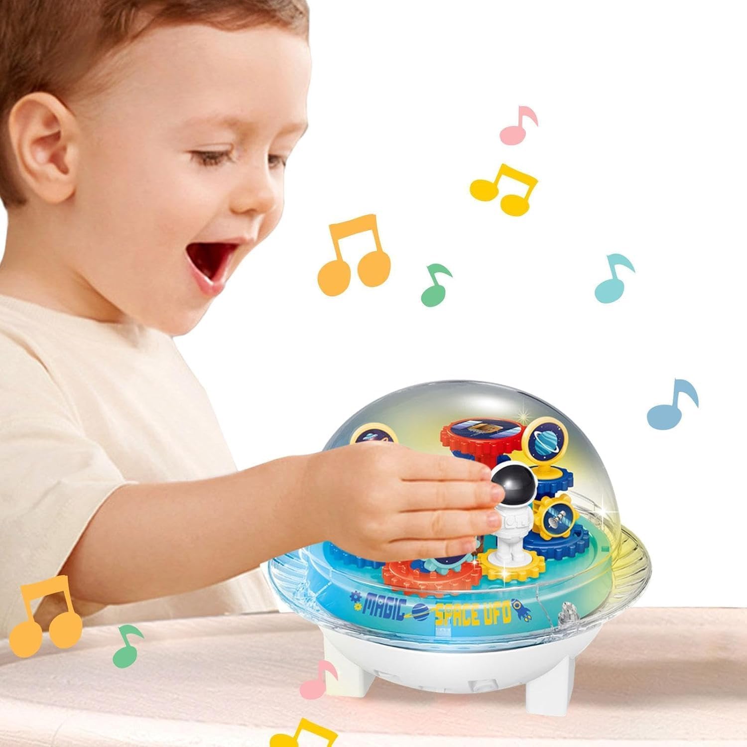 Rk Toys Spaceship Toy for Children, UFO Toy Game, Universal Spaceship Model, Transparent Moving Gears for Boys, Girls Fame 2