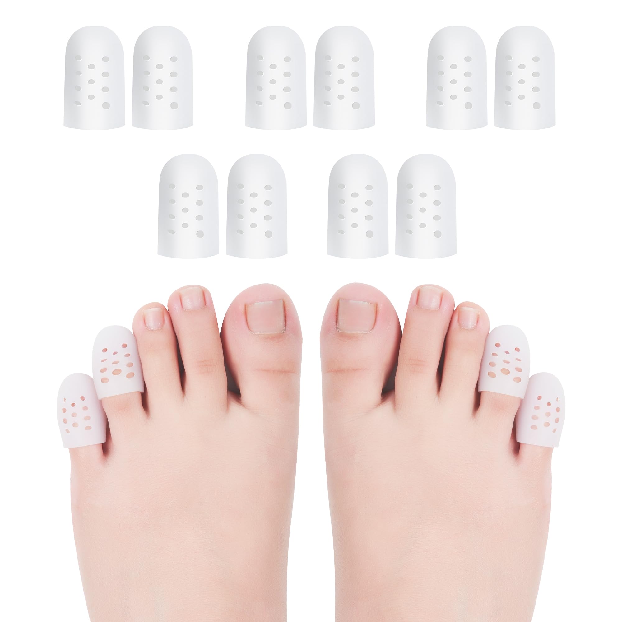 Pinky Toe Protector (10Pcs) Silicone Toe Caps Anti-Friction Toe Covers, Blisters, Corns Breathable Toe Protector Prevents Hammer Toes