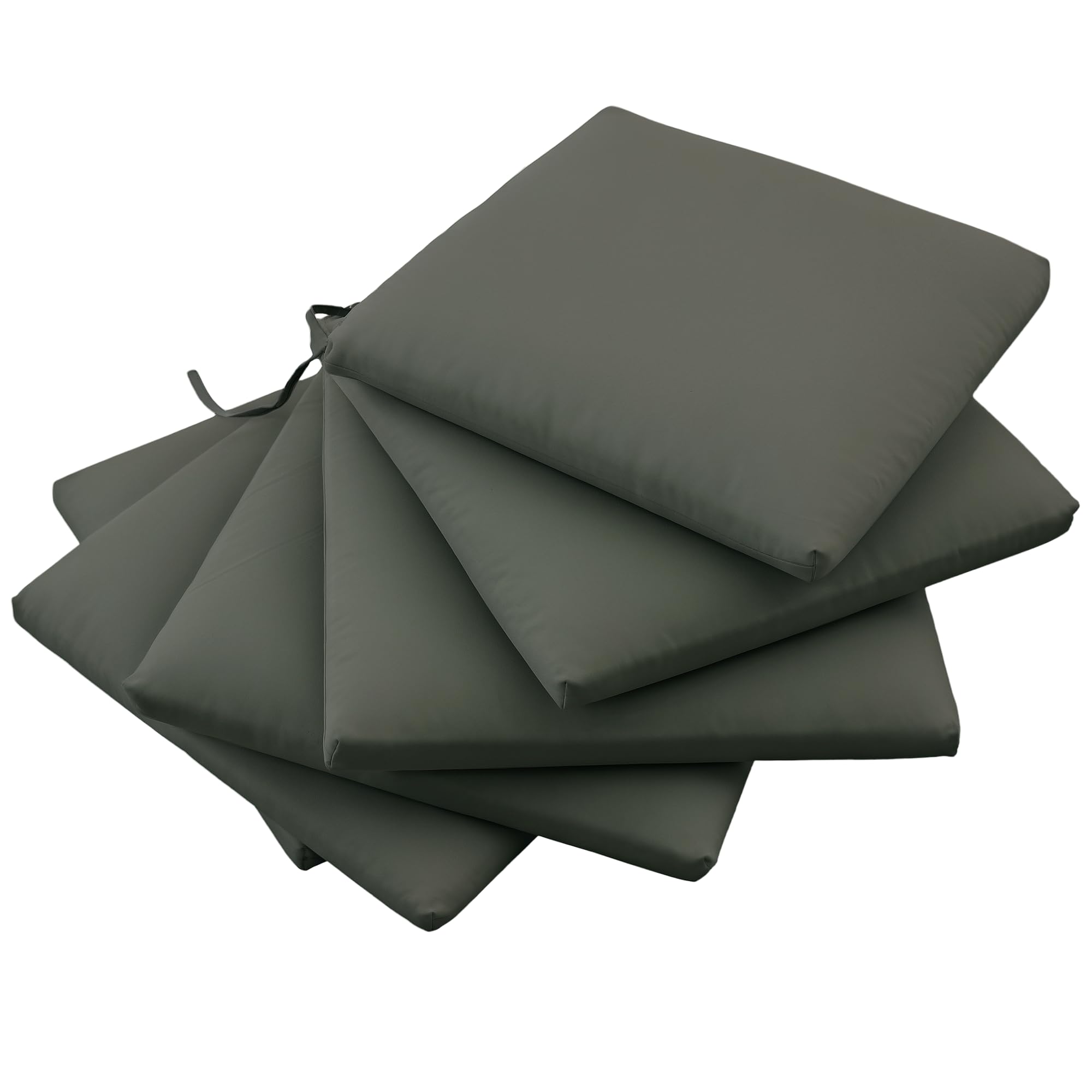 Outsunny Lot de 6 Coussins de Chaise Jardin Capitonné 42x42cm Gris Foncé | Coussins Extérieur, Grand Confort, avec Attaches, Galette Chaise Exterieur