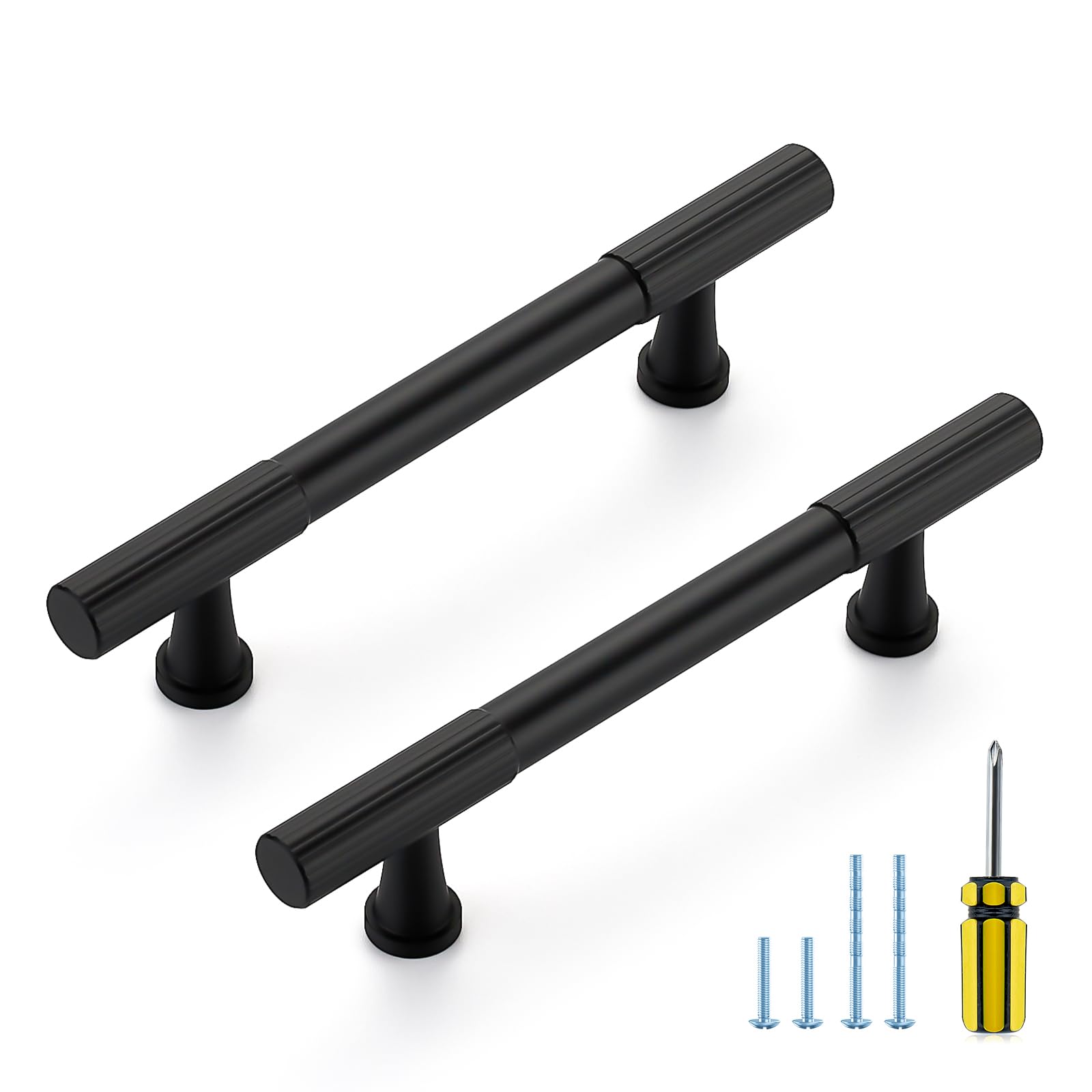 Manijas negras para cajones de cómoda y muebles de cocina con diseño vanguardista