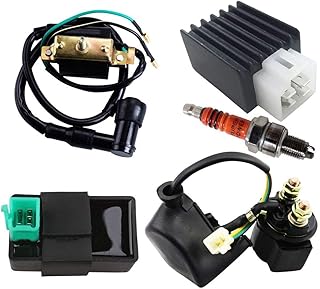 CDI Box Ignition Coil 5 Pin Regulator Rectifier Relay Spark Plug for Kazuma Meerkat 50cc Falcon 70cc 90cc 110cc Taotao Roketa Coolster 110CC ATV 3050B by Lucky Seven