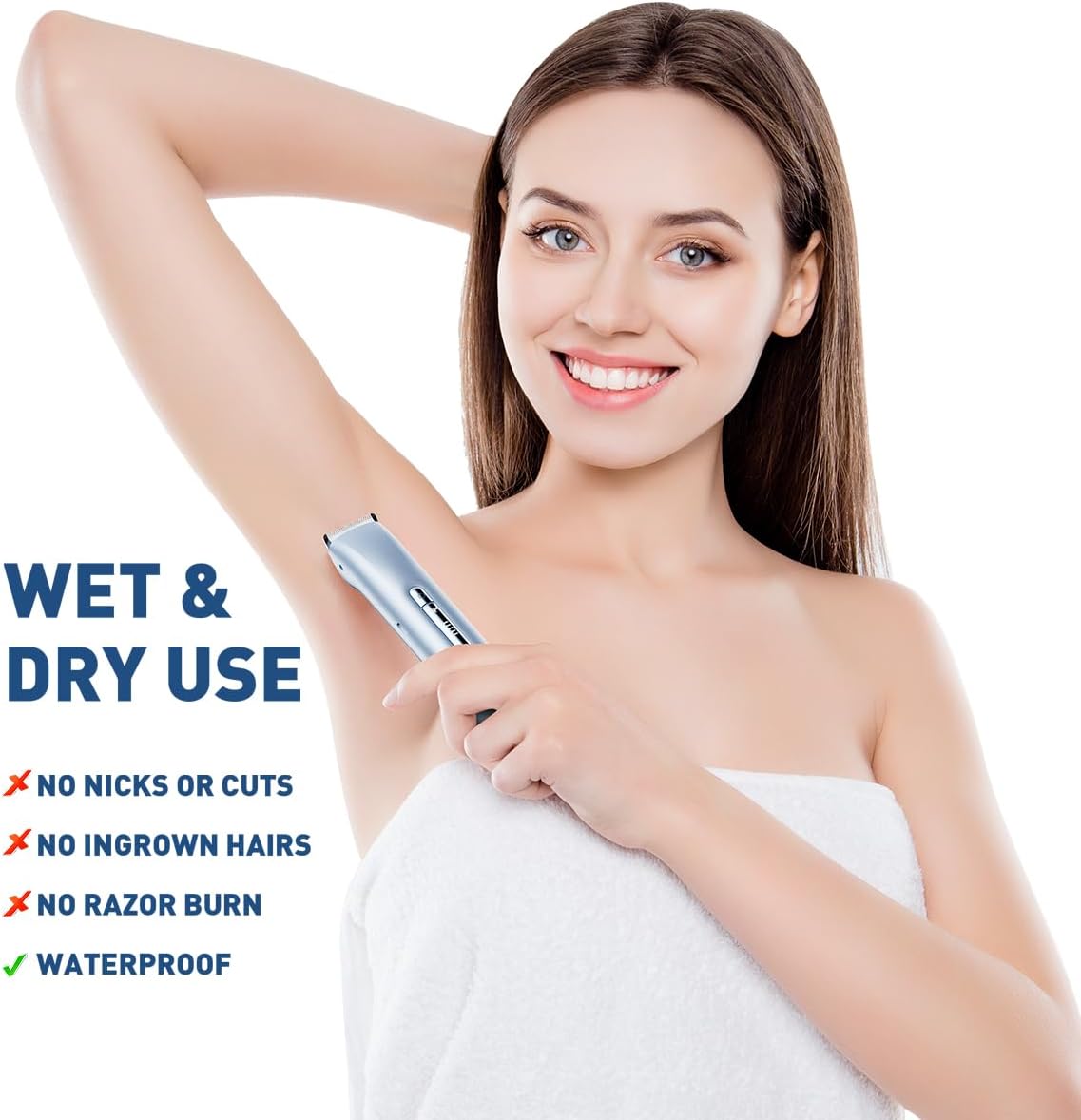 Bikini Trimmer for Women,2 in 1 Womens Electric Razors,Dual Head Shaver for Women Lady Facial Pubic Legs Private Area Body Hair,IPX7 Waterproof Wet & Dry - Image 3