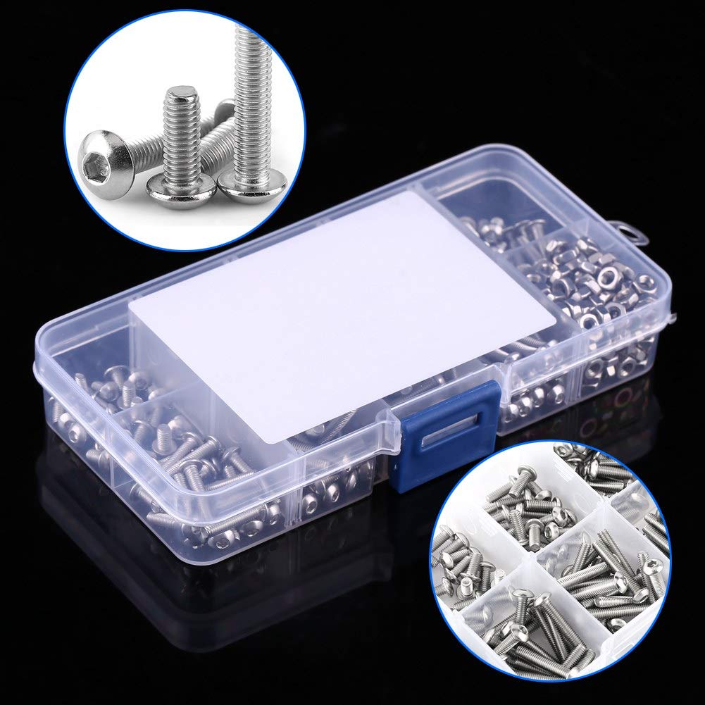 340pcs M3 Stainless Steel Screws and Nuts, Button Head Hex Socket Screw Bolt Nut Assortment Kit, Silver - Image 4