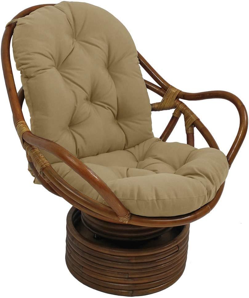 Soft Papasan Swivel Rocker Chair Cushion Needles Twill Solid Hanging Egg Hammock Chair Pads Thicken for Indoor Outdoor Garden Patio-48x24x5Zoll Light Brown