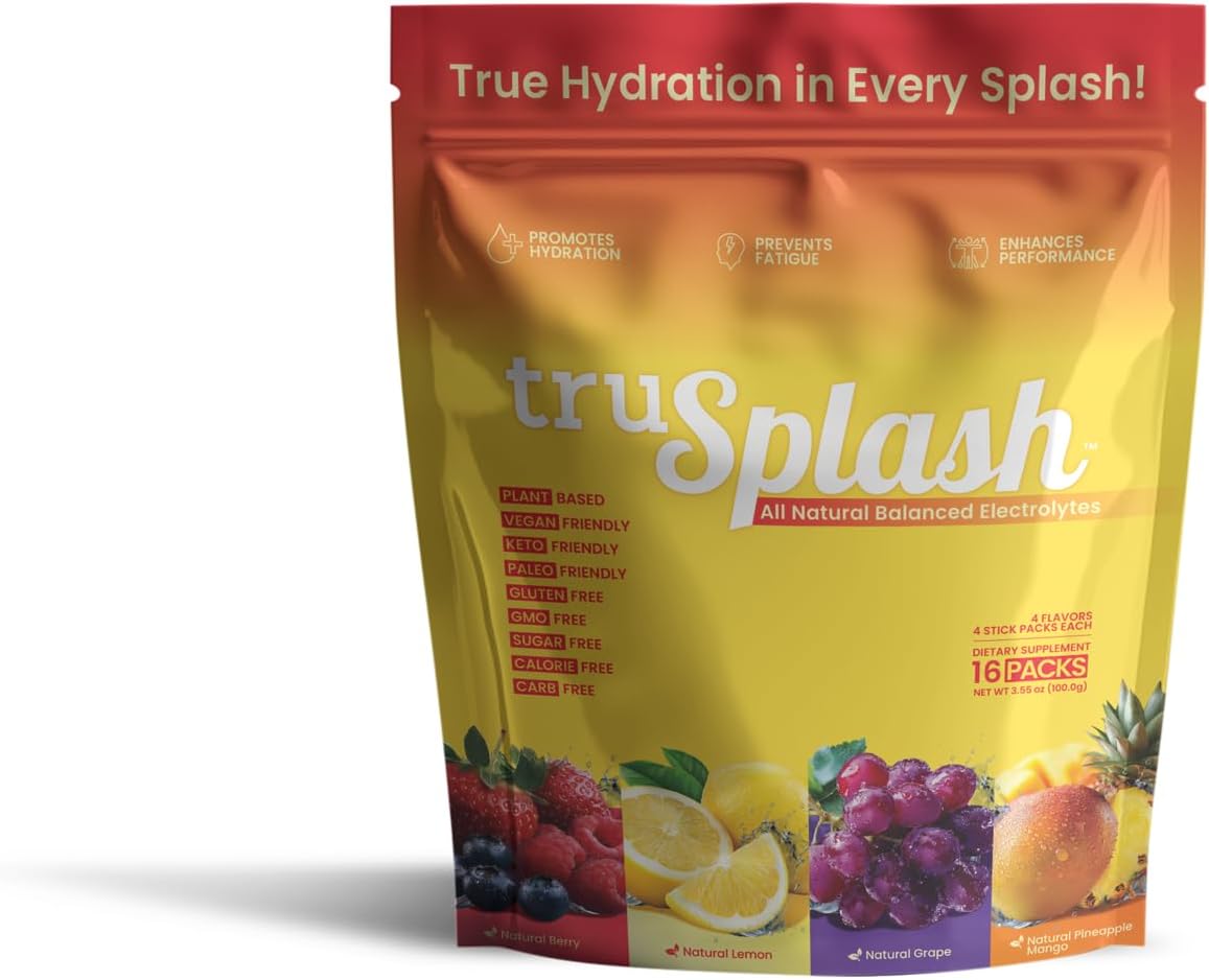 TruSPLASH Complete Hydration Electrolyte Powder (Natural Berry) - 30 Servings