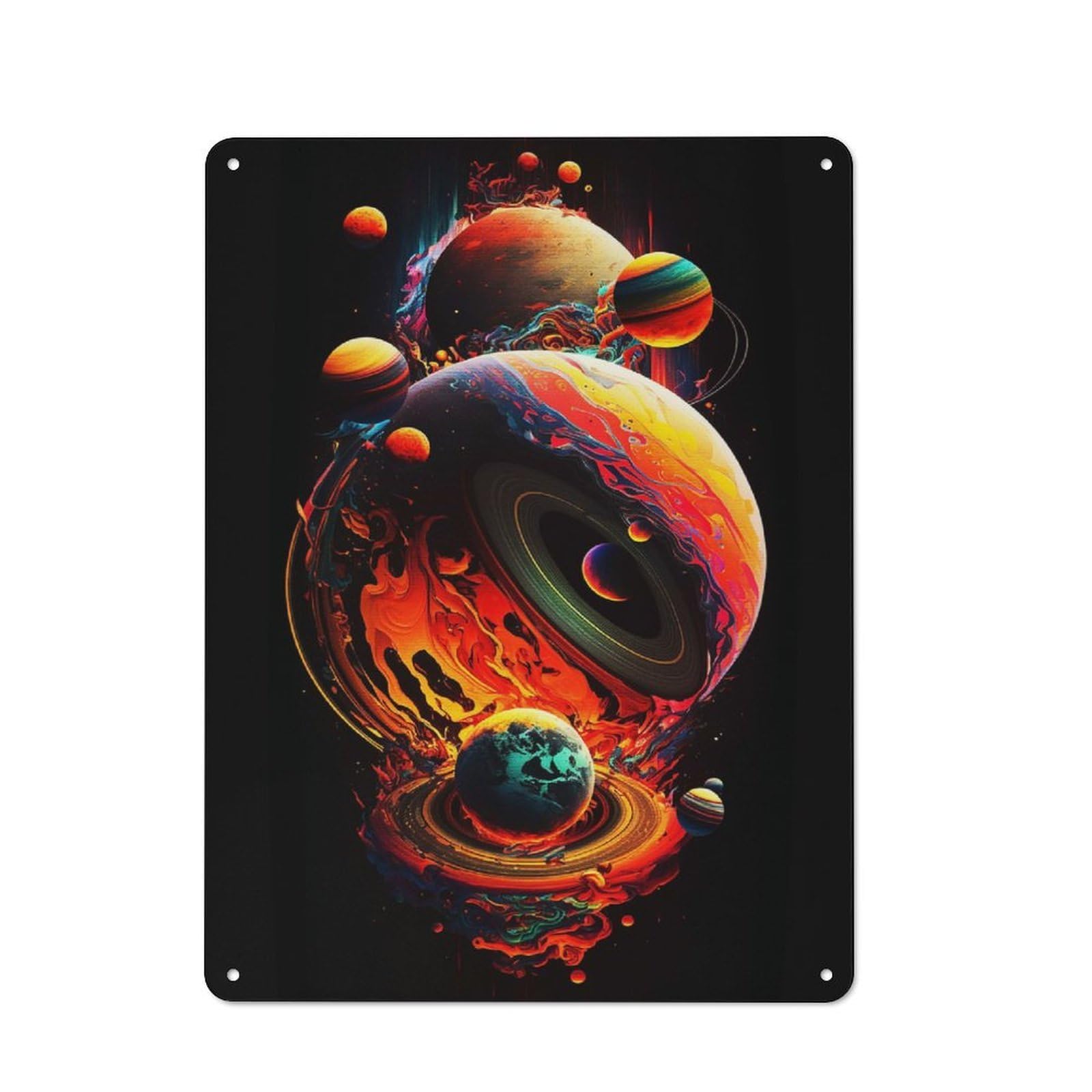 Vintage Painting Colorful Space Metal Plaque 40x30cm, Kitchen Wall Decor for Restaurant, Kitchen, Counter Or Breakfast Nook