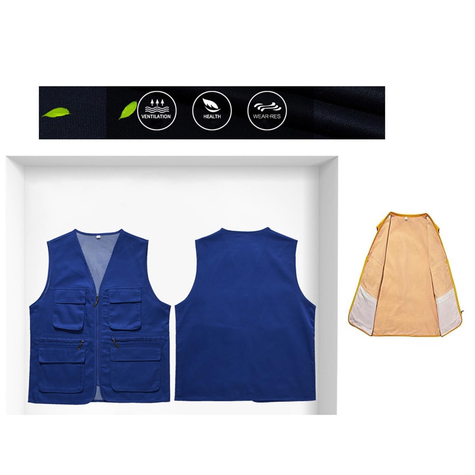CLSQLXYJZC Gilet Pesca Uomo Per Attività All'aperto, Gilet Da Uomo Estivo Da Lavoro Safari Viaggio Foto Zip Scollo A V In Rete Traspirante, Giacca Antivento Impermeabile Con Cerniera All'aperto