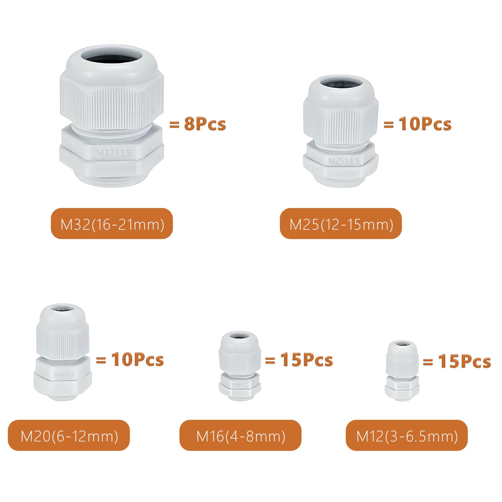 40 Raccordi Per Cavi M12, IP68, Impermeabile, Passacavo Per Esterni, Scatola Di Derivazione, Passacavi Per Cavi Da Giardino, In Plastica E Nylon