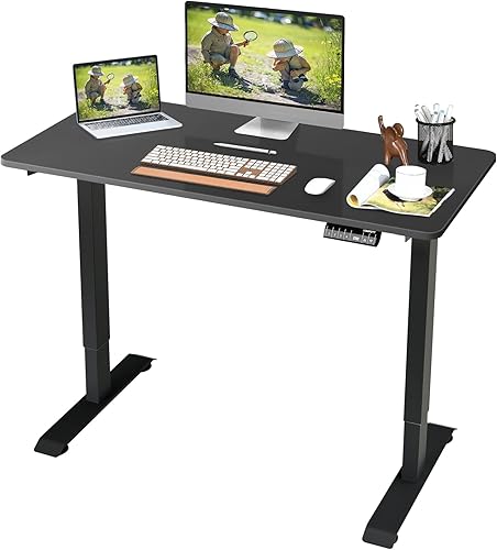 COSTWAY Escritorio eléctrico de altura ajustable, escritorio de oficina en casa con 4 posiciones de memoria y pantalla LED, estación de trabajo de