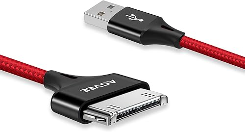 Miniatura 4 de AGVEE Cable de carga de 30 pines para iPod Touch 4 3 2 1 Nano, iPod Classic 3 2 1, iPad antiguo 1 2 3, iPhone antiguo 4 4S 3G 3GS, rojo