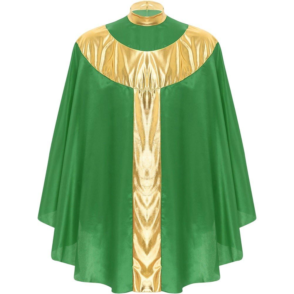 Chasuble gothique de prêtre avec étole assortie au tomber fluide et tissu infroissable