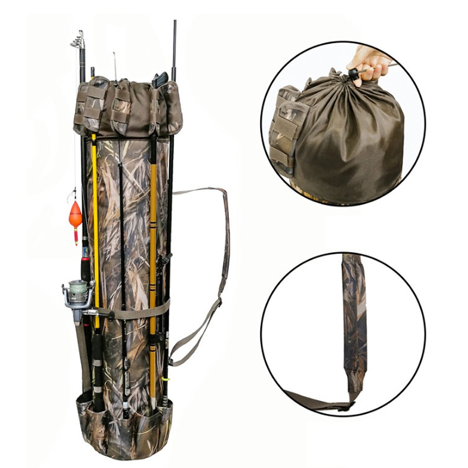 Borsa Da Pesca Compatta In Nylon Con Vassoi 3600, Zaino Porta Attrezzi E Canna, Colore Cachi