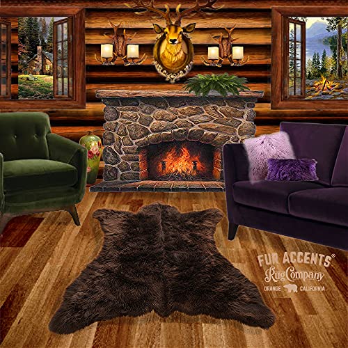 Plush Brown, Faux Fur Bear Skin Rug, Life Size, Realistic, Bonded Ultra Suede Lining, Perfect For Den, Cabin, Living Room, Bedroom, Hang Or Lay On Floor, Hand Crafted In America, 5'X6' #TOP4