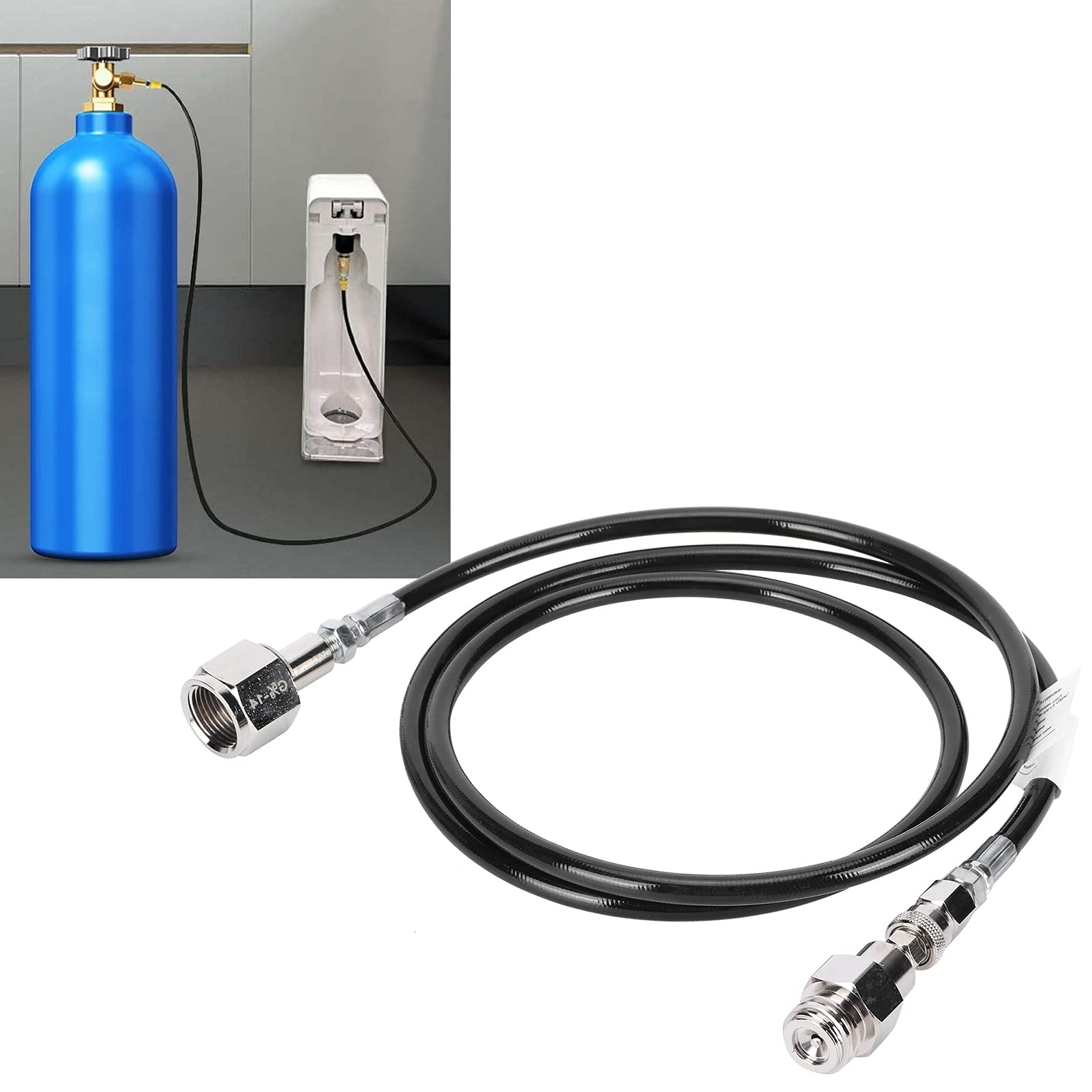 Uniwersalny adapter węża zewnętrznego CO2 ze stali nierdzewnej G5/8-14 1,5 m adapter do maszyny sodowej wąż podłącz urządzenie do sody do dużego zbiornika Co2 bezpośrednio 17000 psi