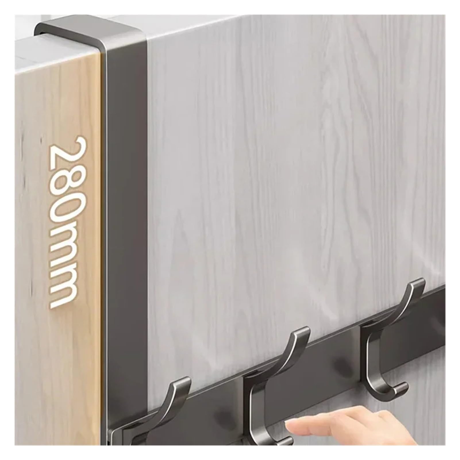 Ganchos para colgar sobre la puerta, organizador del hogar, perchero, ropa, sombrero, toalla, accesorios de baño, soporte para colgar en la puerta, instalación rápida (gris, 7 ganchos)