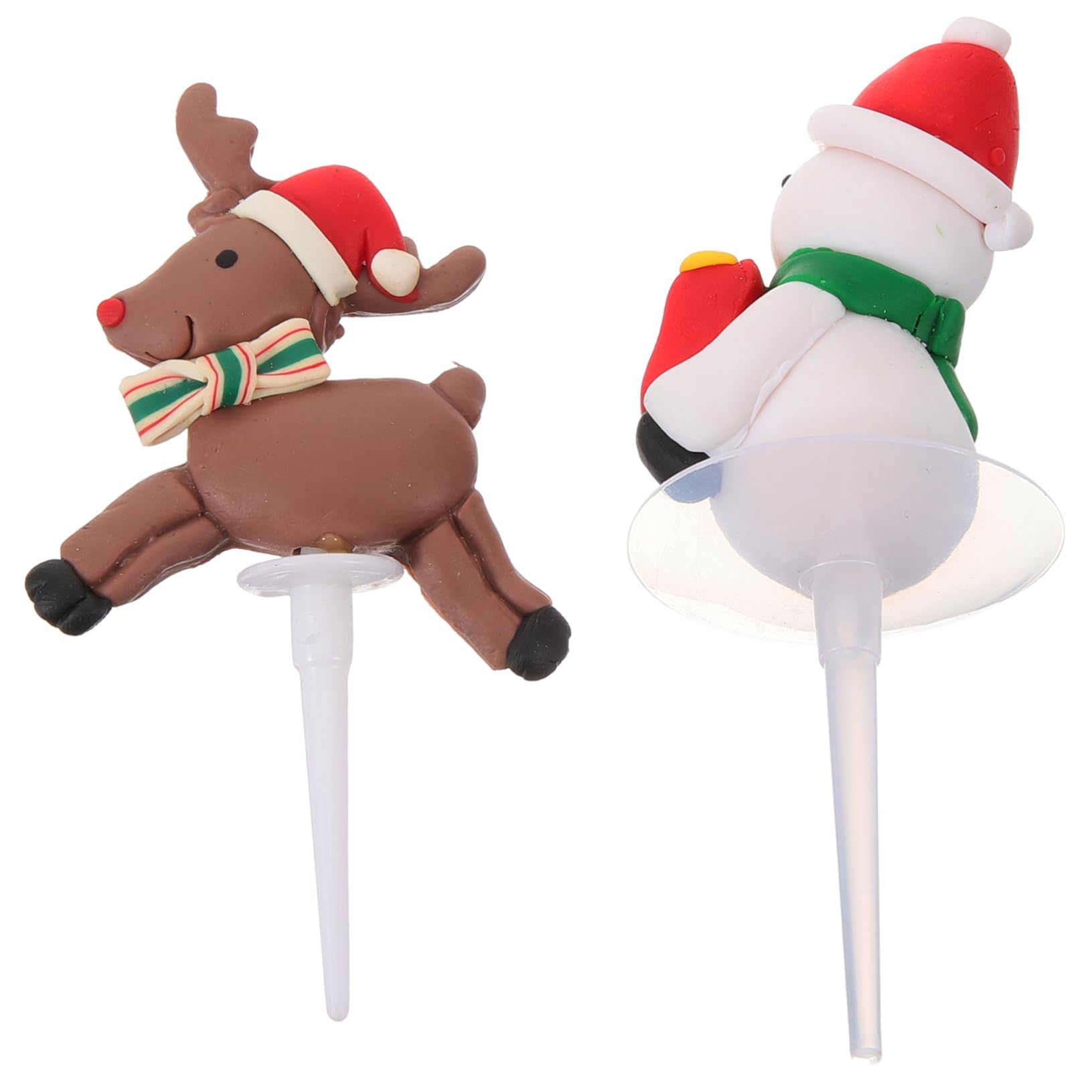 ULDIGI 2pcs Christmas Figurine Ornaments Dessert Topper Birthday Toppers for Cakes Xmas Party Favor Cake Picks Santa Claus Cake Topper Christmas Cupcake Picks Model Polymer Clay Paper Cup