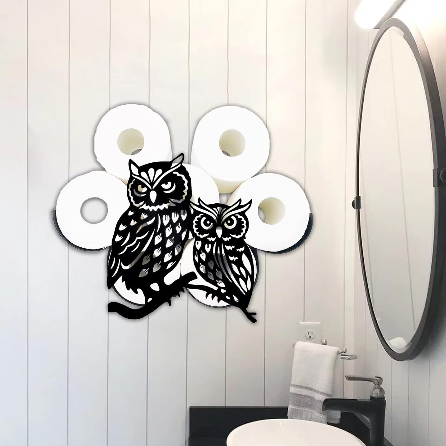Owl Shaped Toilet Paper Holder, Funny Toilet Paper Wall Storage, Wall