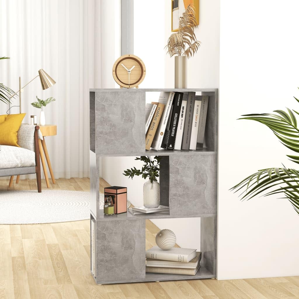 Générique Regał na książki / ścianka działowa szary 60 x 24 x 94 cm, 3 przestronne przegródki na książki, czasopisma, DVD i przedmioty dekoracyjne, elegancki i klasyczny design do przechowywania
