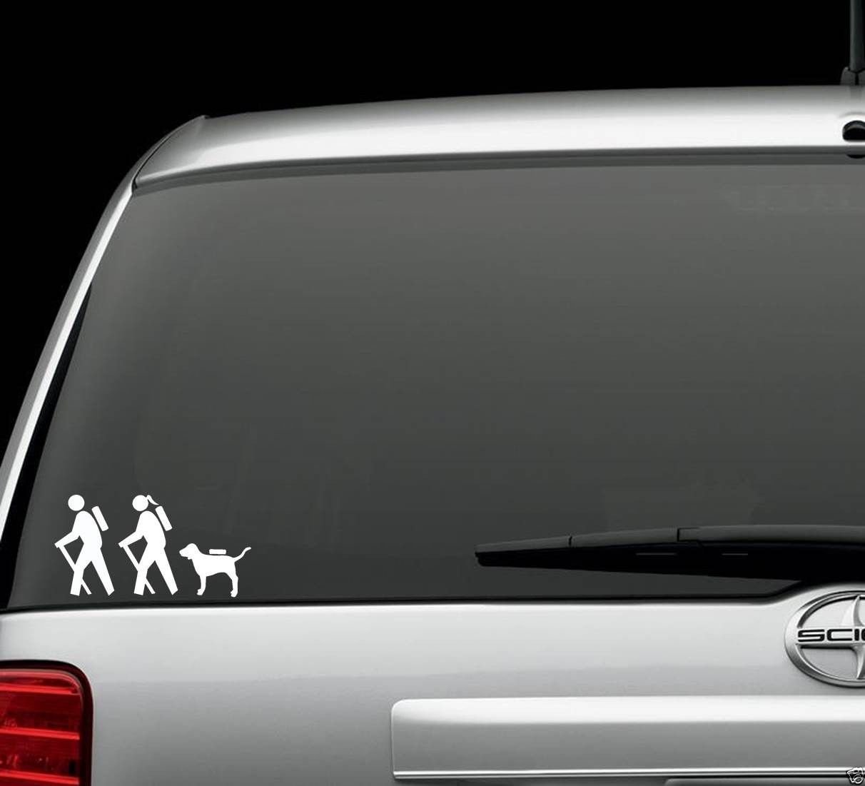 Hiker Couple Guy Girl with Dog Hiking Camper Camping Decal Sticker