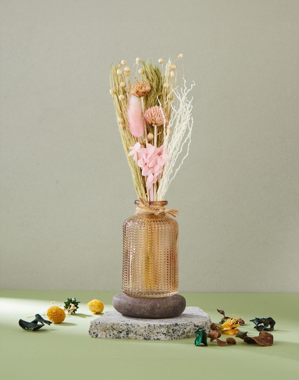 Fabindia Pink Dried Flowers Gulmohar Bud Vase with Flower-picture-13