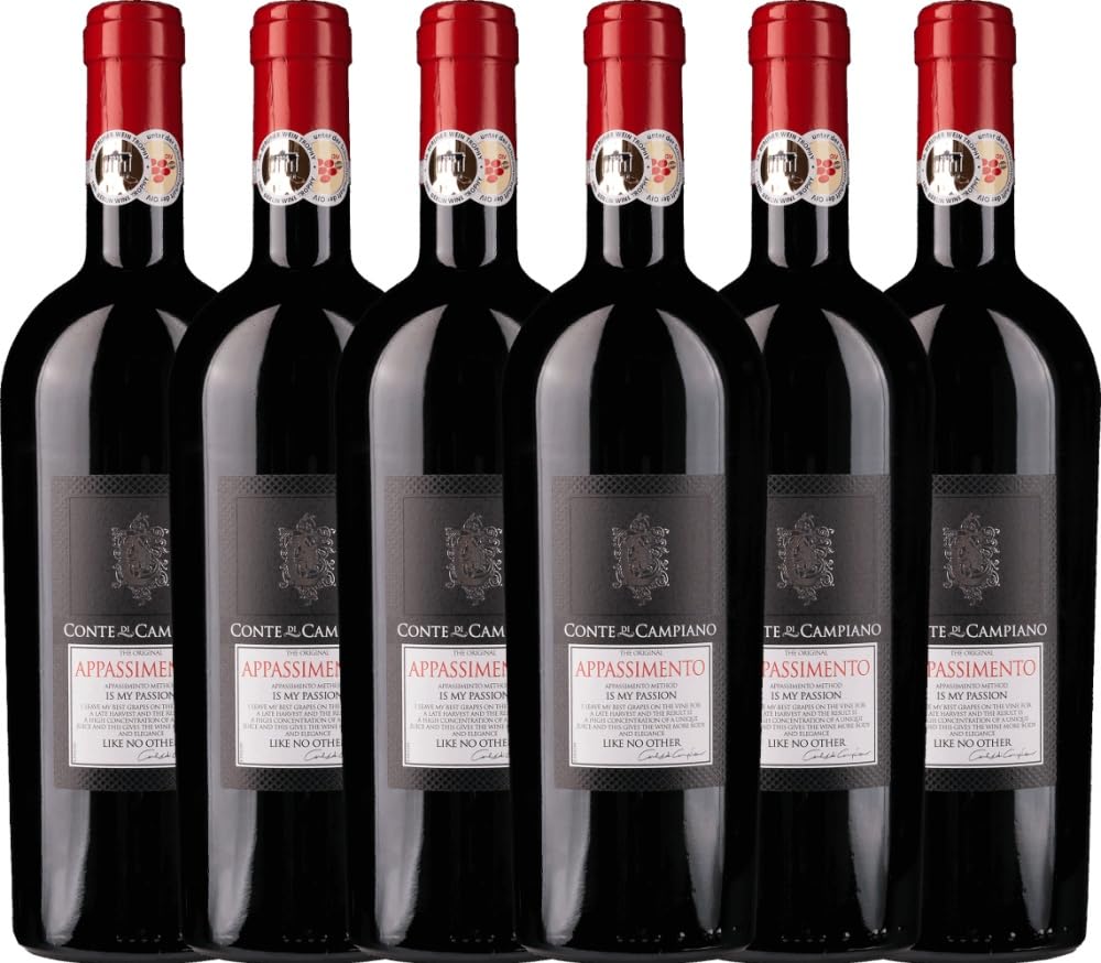 Appassimento Conte di Campiano Rotwein 6 x 0,75l VINELLO - 6 x Weinpaket inkl. kostenlosem VINELLO.weinausgießer