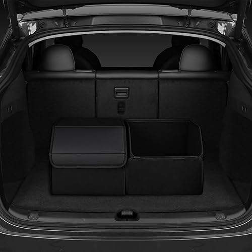 Miniatura 3 de Organizadores de auto y almacenamiento para SUV, organizador de maletero para sedán, caja elegante plegable de cuero con tapa, contenedores de carga