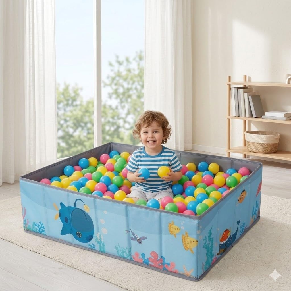 Piscina de Bolas para niños- Parque Infantil- Piscina de Pelotas para Bebés- Plegable y Portátil- Cubo Juguetes- (Bolas no Incluidas).