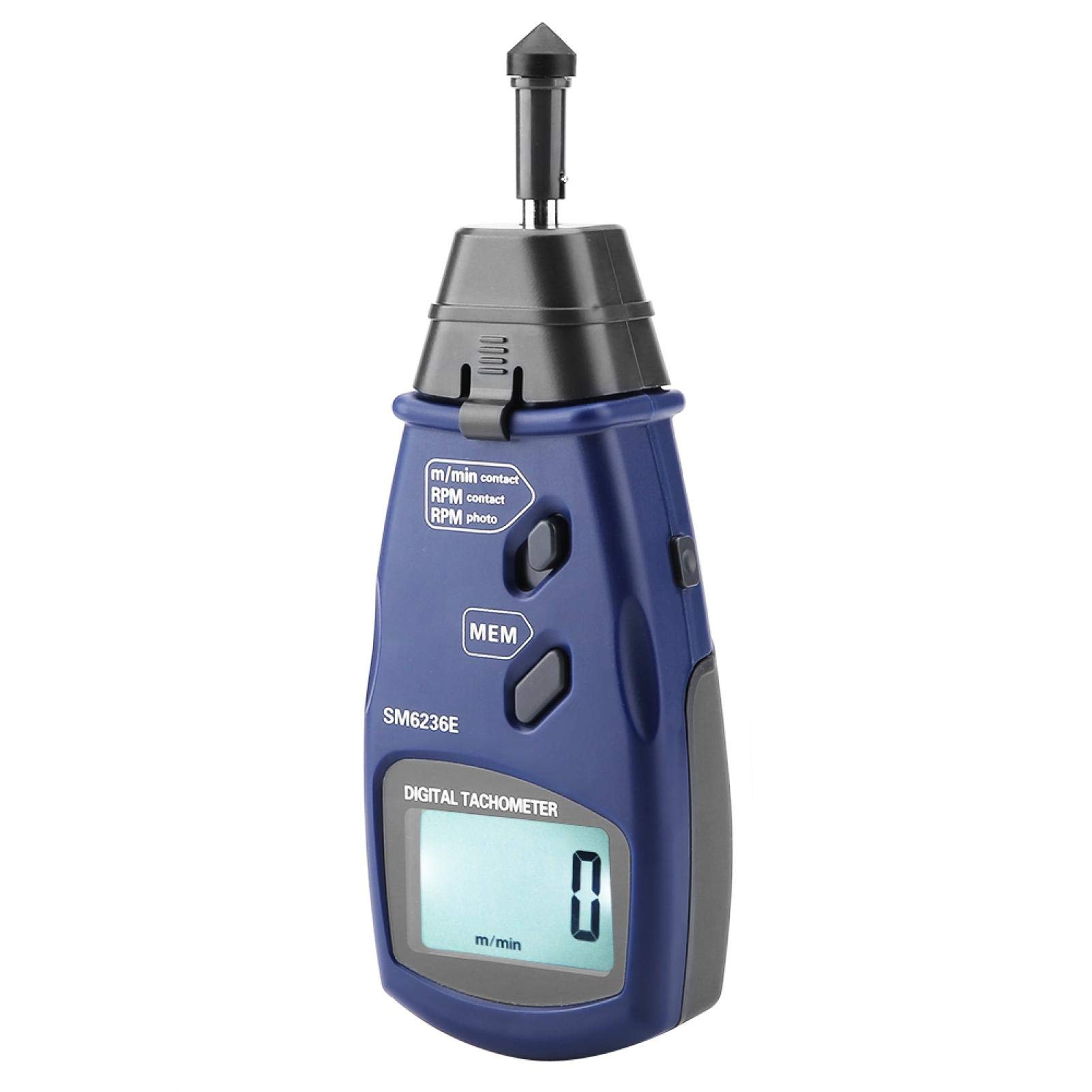 Tacómetro digital, SM6236E Tacómetro láser/de contacto 5 dígitos 18 mm Probador de medidor de rotación de tacómetro LCD digital