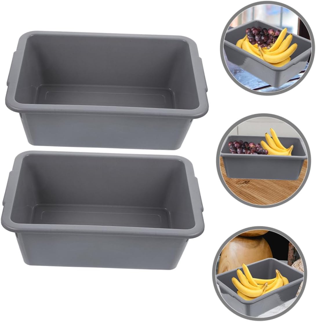 PRETYZOOM 2pcs Multipurpose Plastic Tub Material Washing Bin for Home Restaurant Storage and