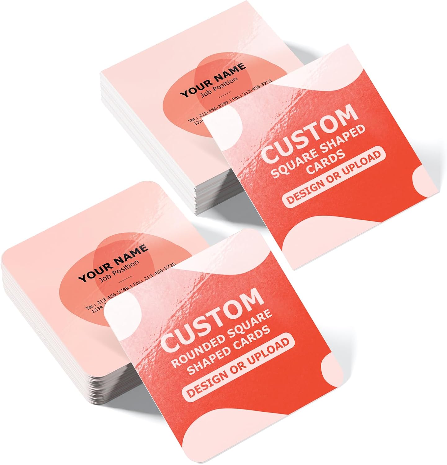 GotPrint Custom Square Business Cards| Upload Photo/Text/Logo | Sharp or Round Corners | Gloss UV Paper | Double-Sided Printing| Marketing Material | 14 pt. Thickness, Rounded Square, 3” x 3”, 100 QTY