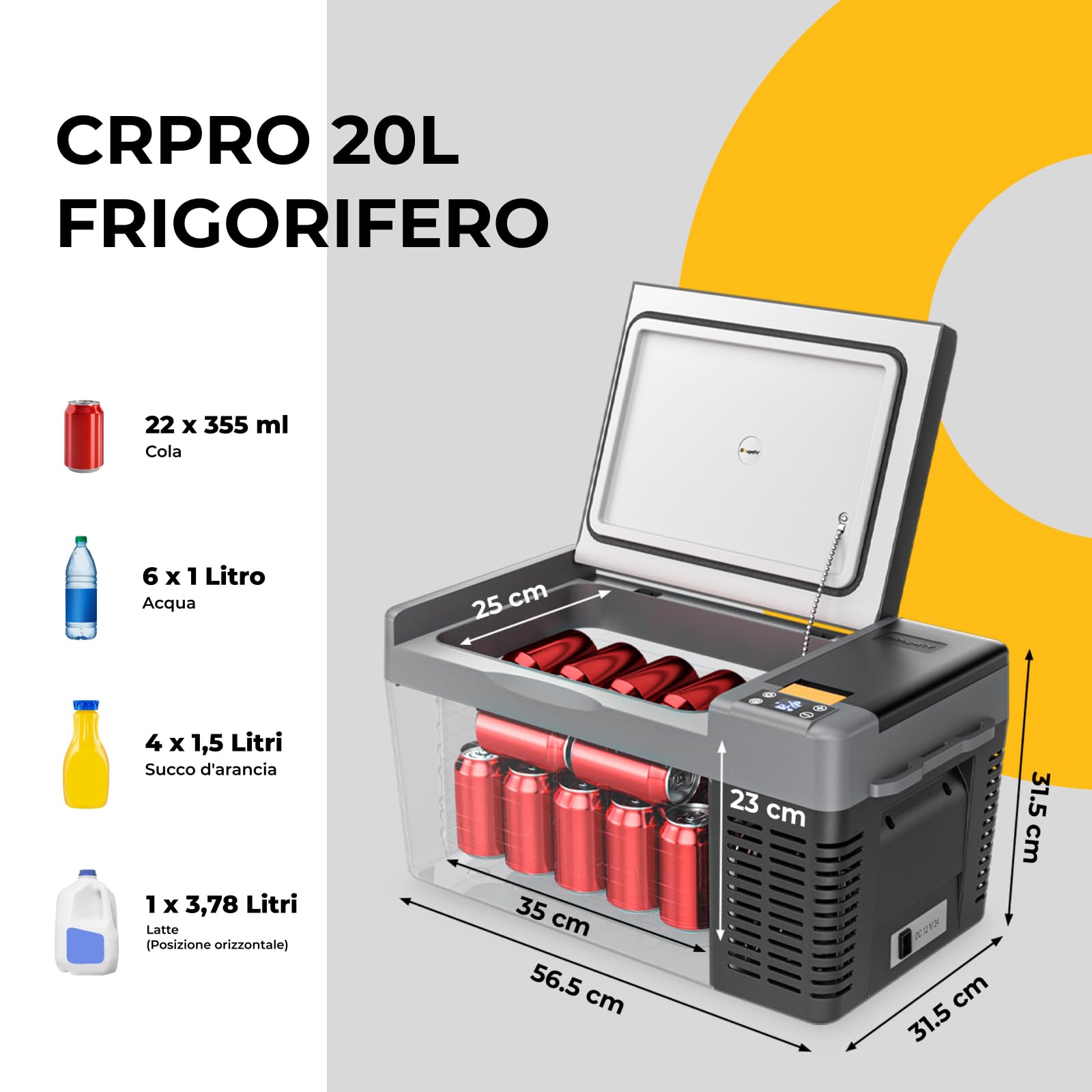 BougeRV CRPRO 20L frigorifero per auto (nero) con borsa per CRPRO20