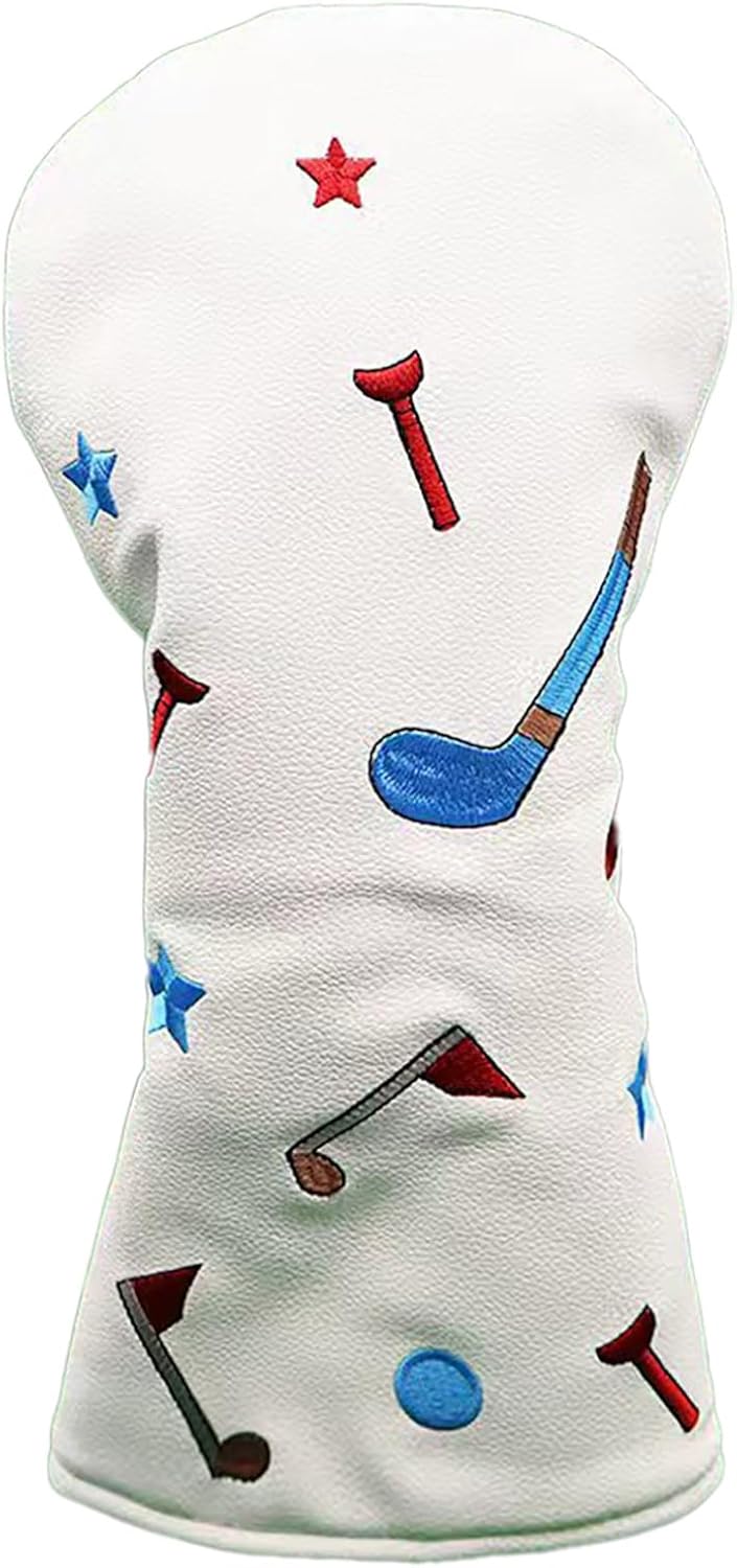 Stylish Golf Wood Head Cover Vibrant Color Scheme Stitched Detailing Soft Lining Scratch Resistance Easy Installation Universal Fit