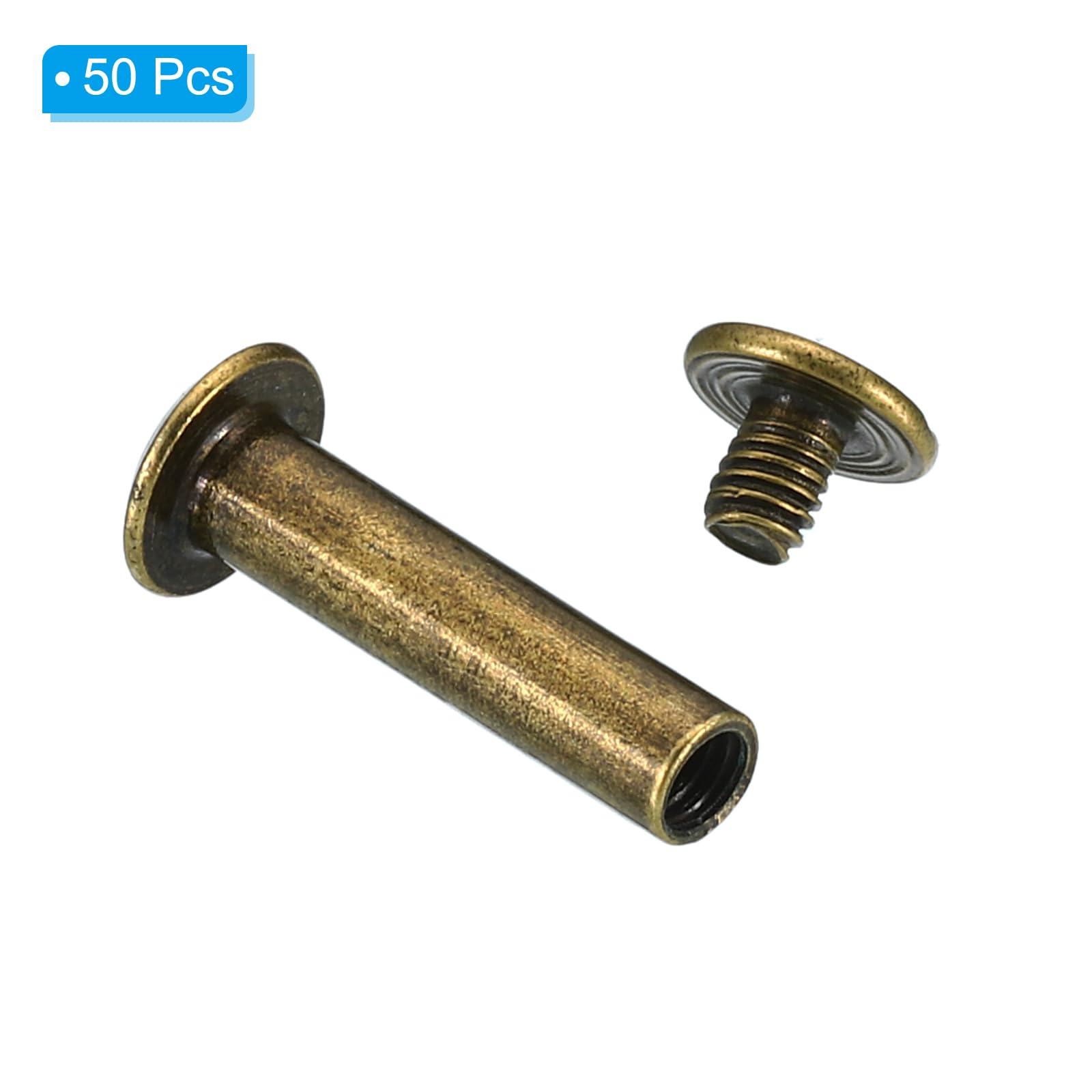 PATIKIL 50 Sets Chicago Screws, M5x22mm Chicago Screws Phillips Binding Post Screw Bolts Leather Rivets Fasteners Connectors Steel for Leather Belt Scrapbook Photo Albums, Brown - Image 3