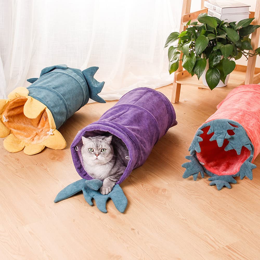 Zusammenklappbarer Katzentunnel Crinkle Kitten Play Tube Für Große Katzen Hunde Hasen Mit Ball Fun Cat Toys 2 Wildleder Peep Hole Pet Toys