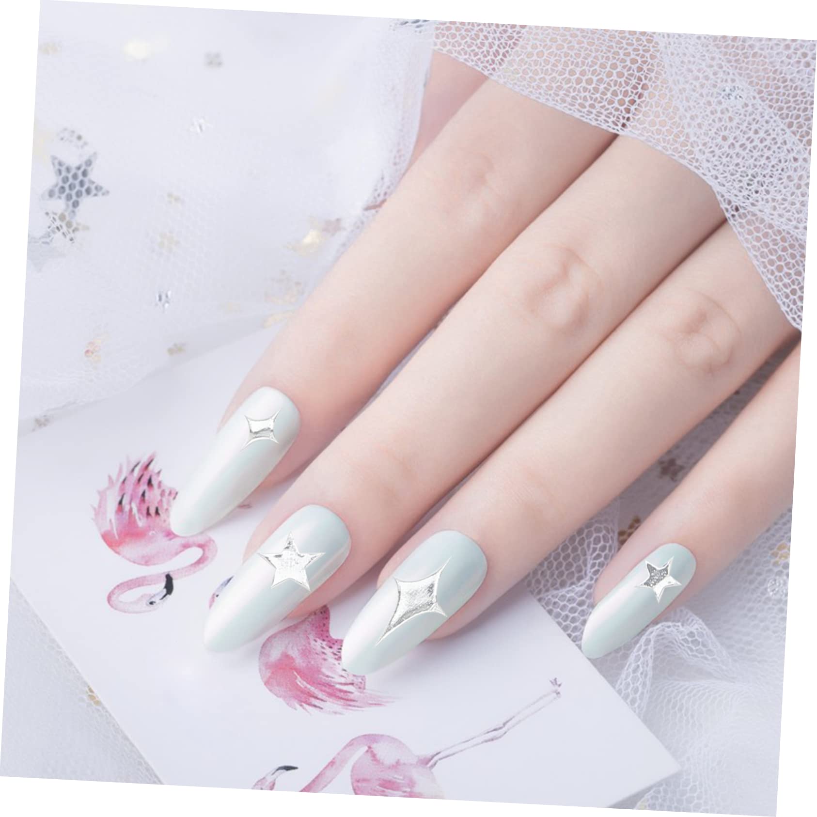 NOLITOY 40hojas Pegatinas De De Uñas Autoadhesivas Diseño De Estrellas De Calcomanías y Plata Para Decoración De Manicura