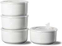 Vista 21 de Cuencos de cerámica con tapas: recipientes de almacenamiento de alimentos aptos para microondas de 20 onzas para sopa, ensalada, cereales, sobras