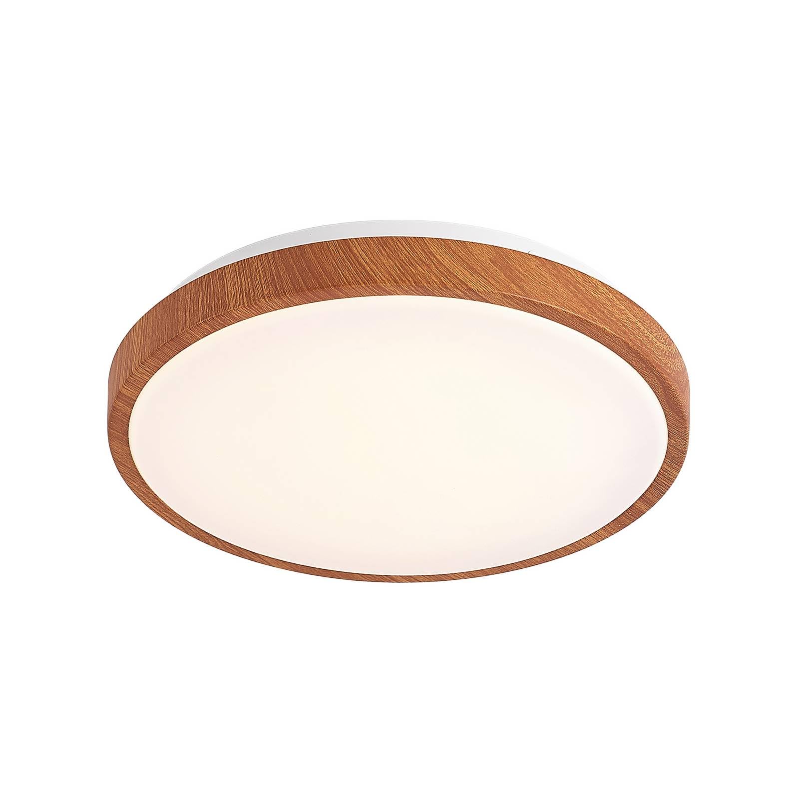 Lindby Led Ceiling Light Mynte, Ø30cm, Wood Look, Plastic